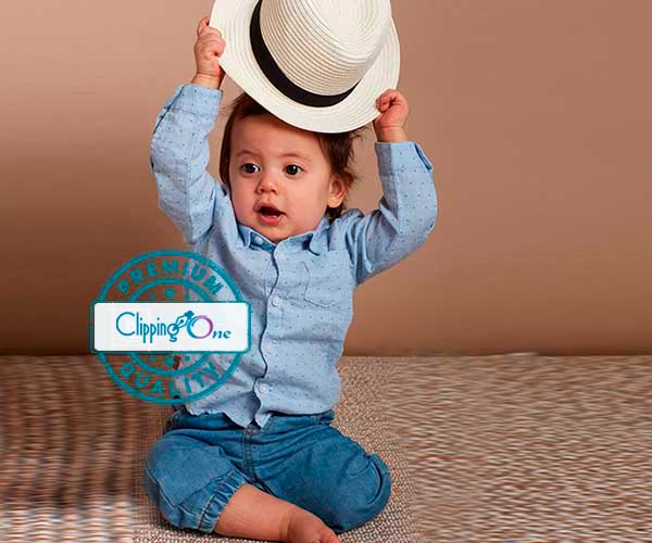 Cute baby visual before multiple clipping path service applied