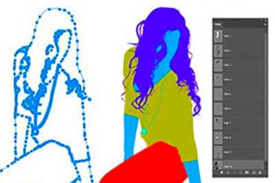 Model photo visual with multiple clipping paths applied, photoshop edited