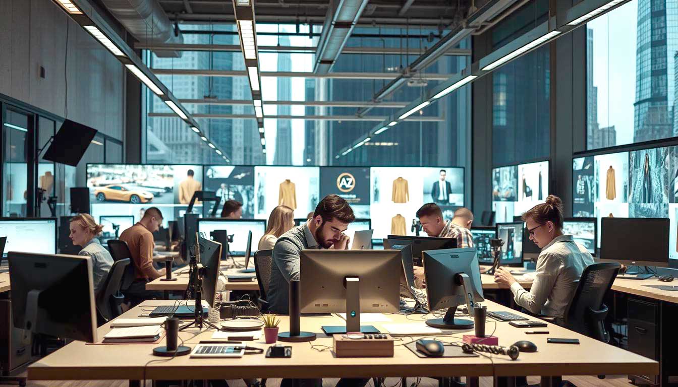 An online professional image editing service team working visually