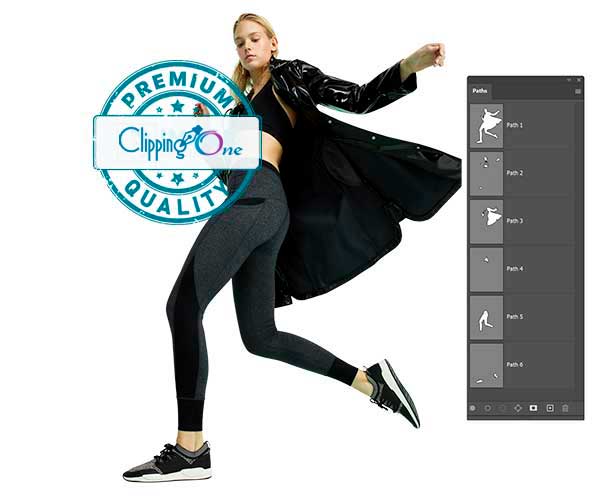 Teenage girl running wear shoes visual after multiple clipping path service applied