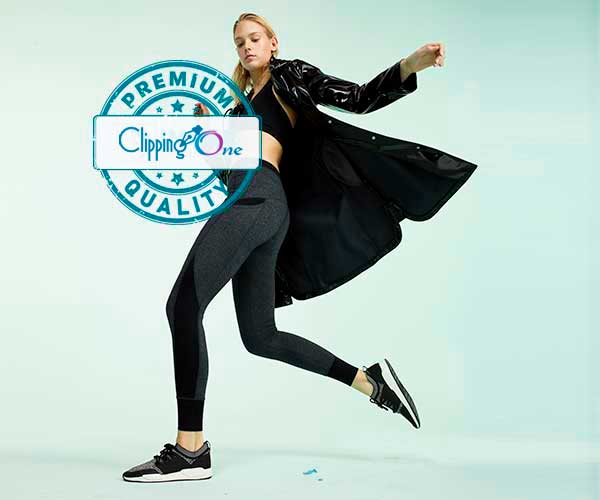 Teenage girl running wear shoes visual before multi-clipping paths applied