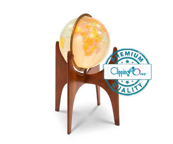 World globe above stand craft visual image after drop shadow creation, image editing